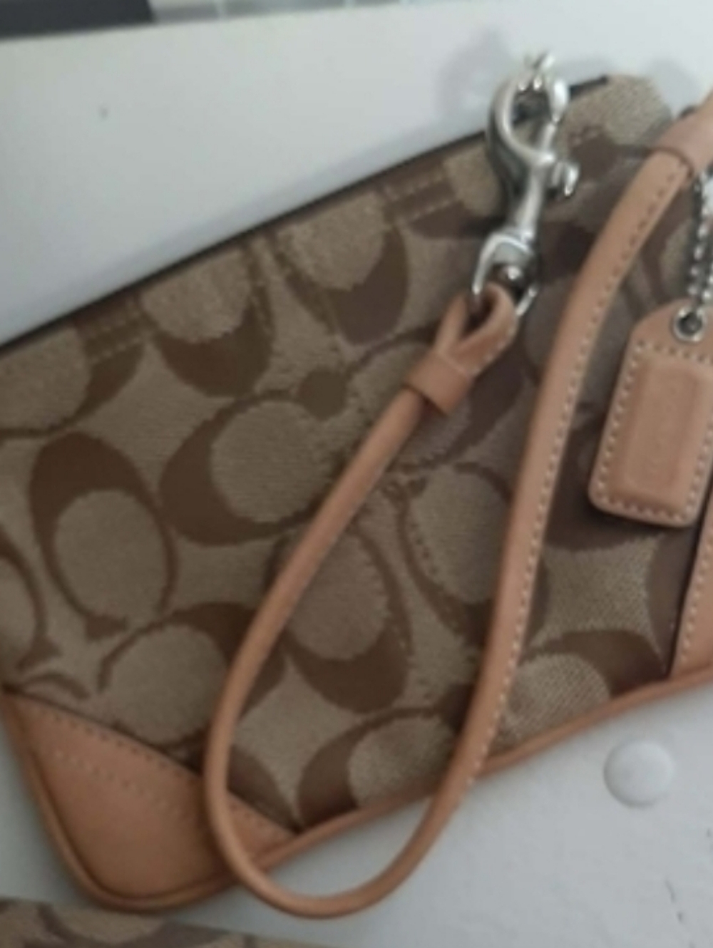 COACH Y2K Natural/Beige Signature Canvas Wristlet